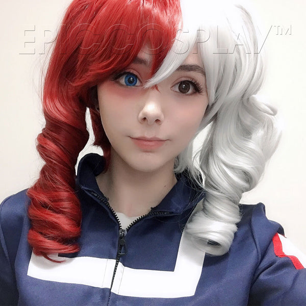 Rhea - Silvery Grey and Dark Red Wig