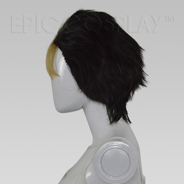 Signature - Black Slick Back Shaggy Wig with Blonde Streak