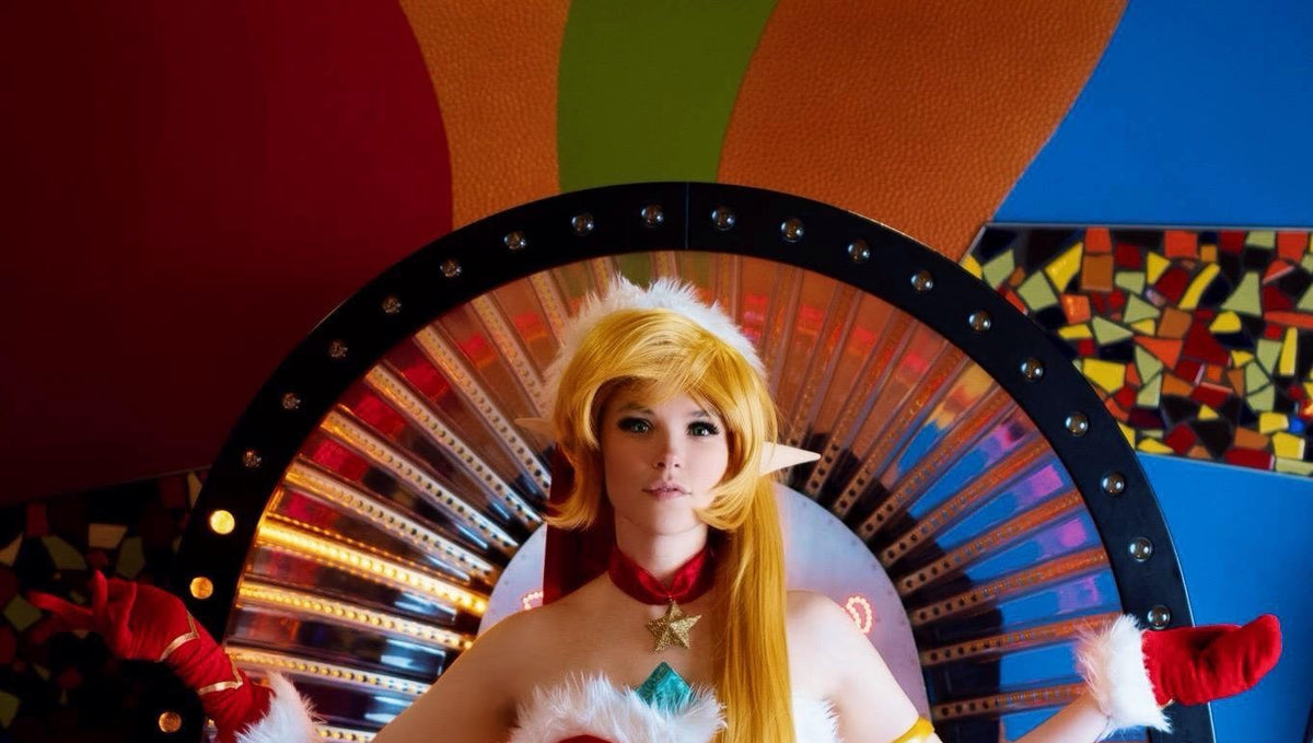 Autumn Gold Chronos Cosplay Wig used for Ambitious Elf Jinx - League of Legends