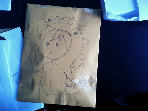 &#8220;Please draw a dinosaur on the box!&#8221;