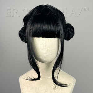 Black Face Framing Bangs Zoey inspired Cosplay Wig