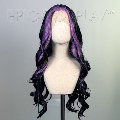 Signature - Black Purple Highlight Curly Long Wig