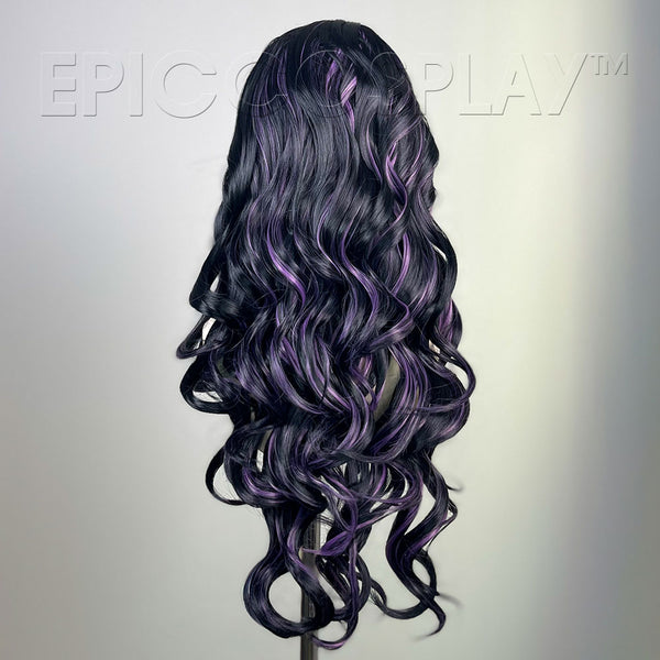Signature - Black Purple Highlight Curly Long Wig