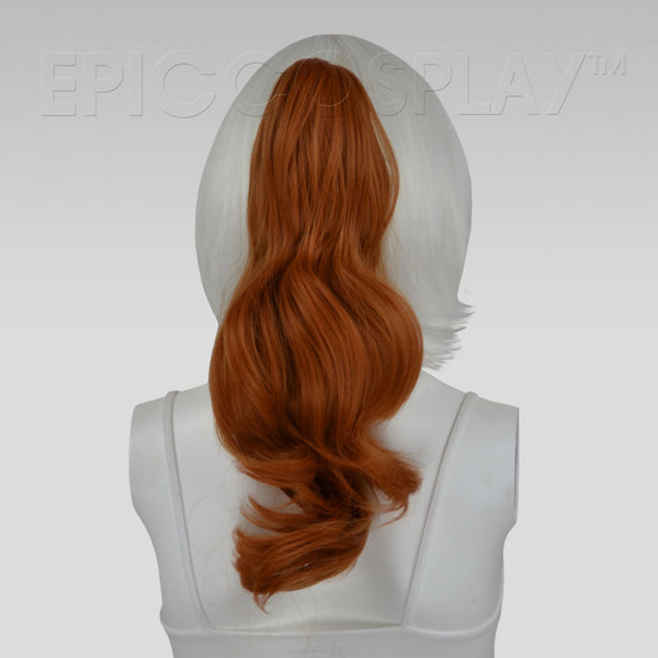 20" Cocoa Brown Wavy Curly Ponytail Clipon