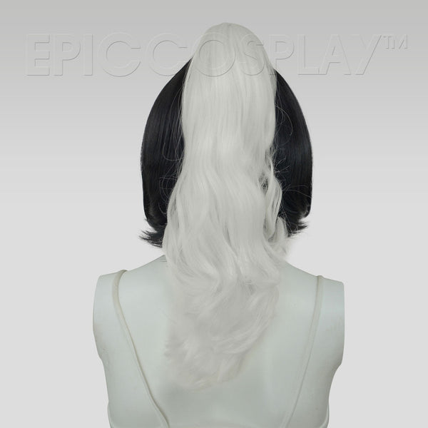 C1CW - Factory Sample - 15" Classic White Wavy Curly Ponytail Clipon
