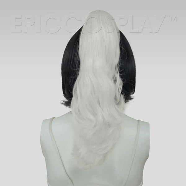15" Classic White Wavy Curly Ponytail Clipon