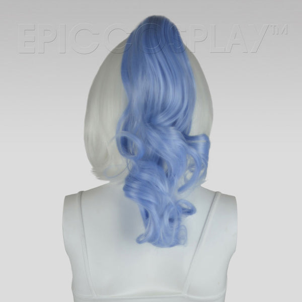 20" Ice Blue Wavy Curly Ponytail Clipon