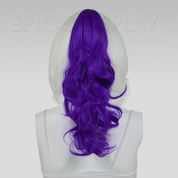 20" Lux Purple Wavy Curly Ponytail Clipon