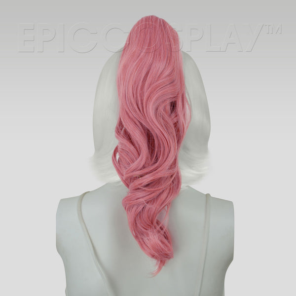 20" Princess Pink Mix Wavy Curly Ponytail Clipon