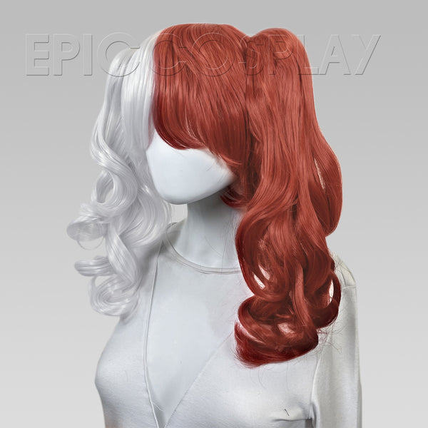 Rhea - Silvery Grey and Dark Red Wig